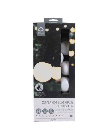 Guirlande Lumineuse d'Extérieur 20 Ampoules Blanches LEDS - Longueur : 5,70 Mètres