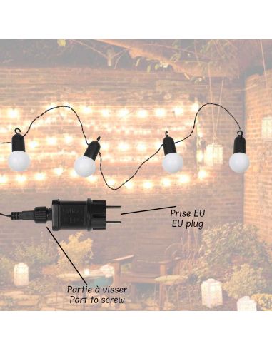 Guirlande Lumineuse d'Extérieur 20 Ampoules Blanches LEDS - Longueur : 5,70 Mètres