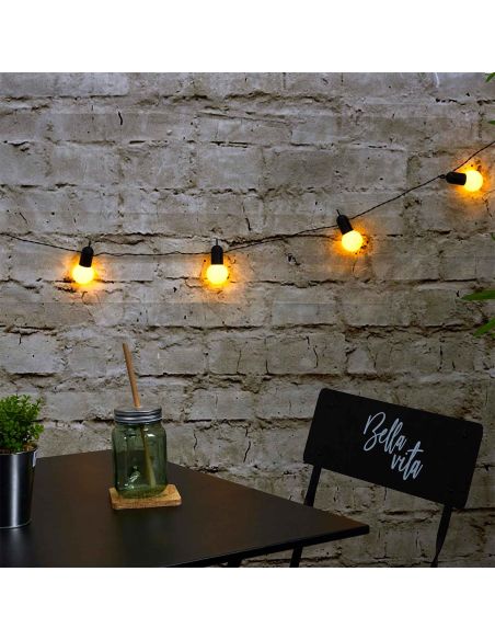 Guirlande Lumineuse d'Extérieur 20 Ampoules Blanches LEDS - Longueur : 5,70 Mètres