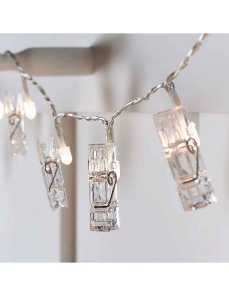 Guirlande Lumineuse d'Intèrieur 10 Leds - avec Pinces Porte Photos - Longueur : 1,60 m.