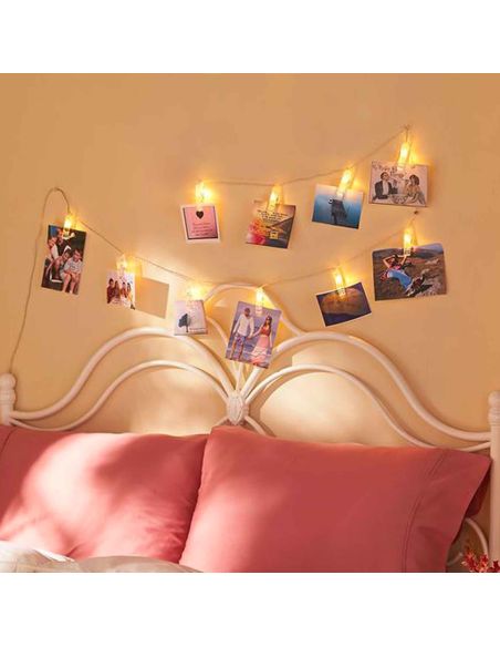 Guirlande Lumineuse d'Intèrieur 10 Leds - avec Pinces Porte Photos - Longueur : 1,60 m.