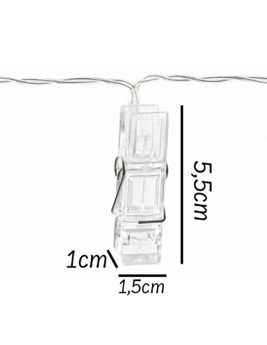 Guirlande Lumineuse d'Intèrieur 10 Leds - avec Pinces Porte Photos - Longueur : 1,60 m.