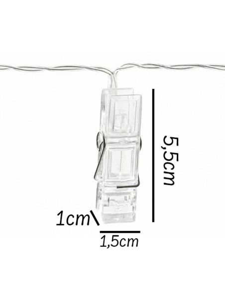Guirlande Lumineuse d'Intèrieur 10 Leds - avec Pinces Porte Photos - Longueur : 1,60 m.