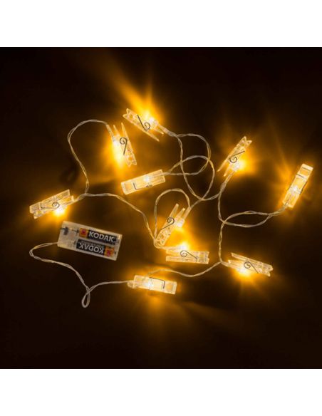 Guirlande Lumineuse d'Intèrieur 10 Leds - avec Pinces Porte Photos - Longueur : 1,60 m.