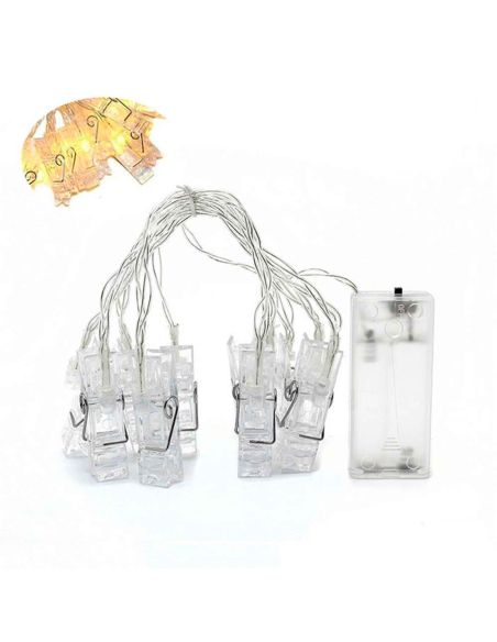 Guirlande Lumineuse d'Intèrieur 10 Leds - avec Pinces Porte Photos - Longueur : 1,60 m.