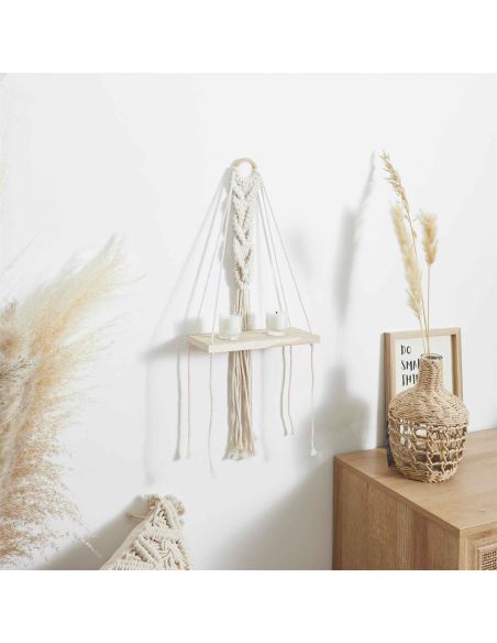 Étagère Murale Style Déco Boho - Dimensions : L. 25 x P. 10 x H. 62  cm
