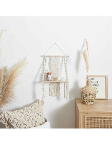 Étagère Murale Style Déco Boho - Dimensions : L. 30 x P. 15 x H. 50 cm