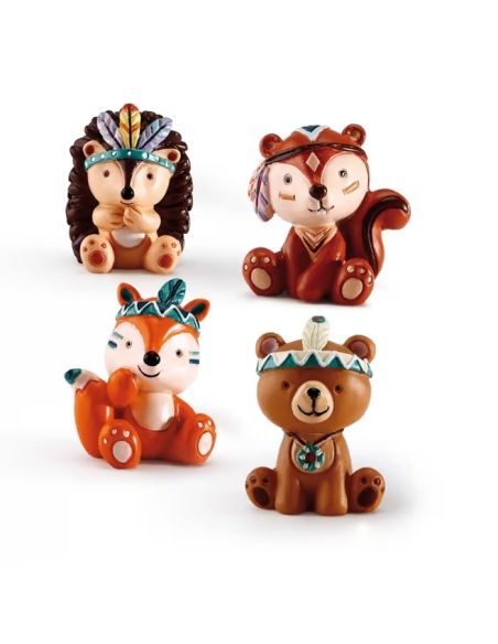 Lot de 4 Figurines Les Copains des Bois en Résine - Hauteur : 4 cm