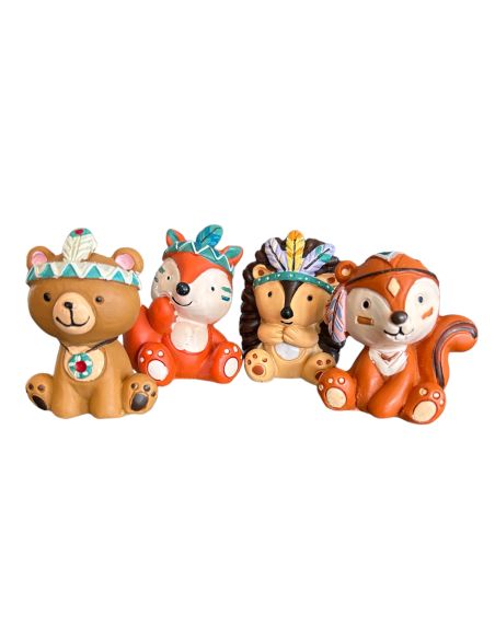 Lot de 4 Figurines Les Copains des Bois en Résine - Hauteur : 4 cm
