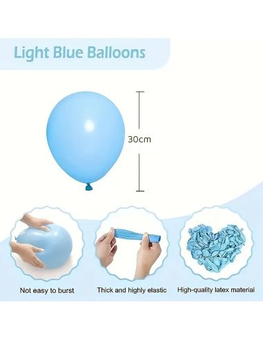 Sachet de 20 Ballons Bleu Perle - Dimensions : 30 x 30 cm