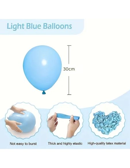 Sachet de 20 Ballons Bleu Perle - Dimensions : 30 x 30 cm