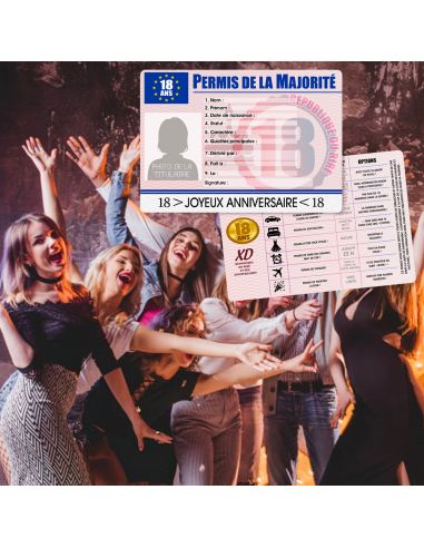 Faux Permis Humoristique de la Majorité 18 Ans - Version Féminine