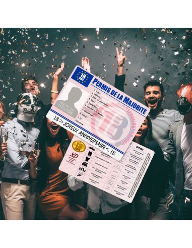Faux Permis Humoristique de la Majorité 18 Ans / Version Masculine