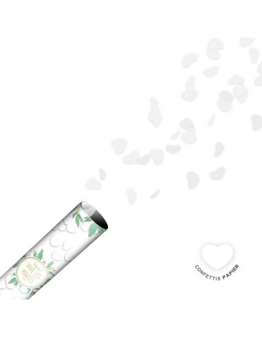 Canon à Confettis Cœurs Blancs Vive les Mariés