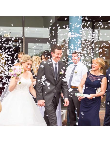 Canon à Confettis Cœurs Blancs Vive les Mariés