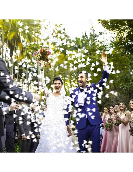 Canon à Confettis Cœurs Blancs Vive les Mariés