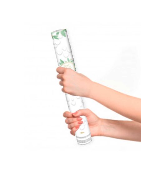 Lot de 2 Canons à Confettis Cœurs Blancs Vive les Mariés