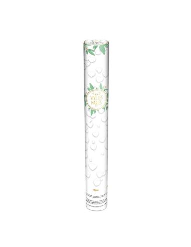Lot de 4 Canons à Confettis Cœurs Blancs Vive les Mariés