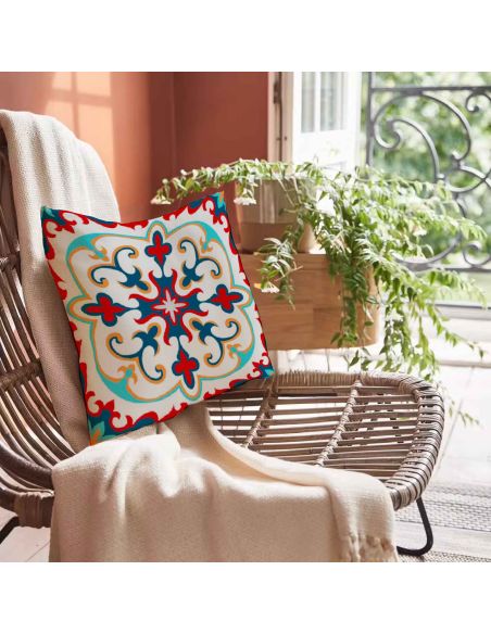 2 Housses Coussins Motif Carreau Ciment - Dimensions : 40 x 40 x 0,5  cm