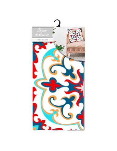 2 Housses Coussins Motif Carreau Ciment - Dimensions : 40 x 40 x 0,5  cm
