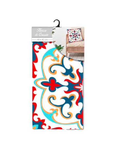 2 Housses Coussins Motif Carreau Ciment - Dimensions : 40 x 40 x 0,5  cm