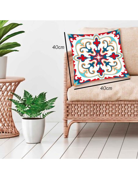 2 Housses Coussins Motif Carreau Ciment - Dimensions : 40 x 40 x 0,5  cm