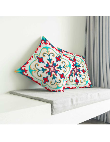 2 Housses Coussins Motif Carreau Ciment - Dimensions : 40 x 40 x 0,5  cm