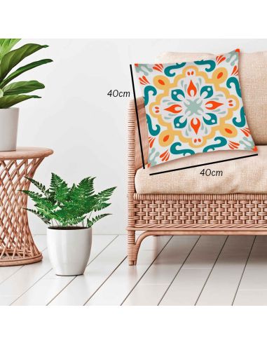 2 Housses Coussins Motif Carreau Ciment mod2 - Dimensions : 40 x 40 x 0,5  cm