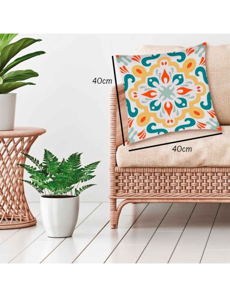 2 Housses Coussins Motif Carreau Ciment mod2 - Dimensions : 40 x 40 x 0,5  cm