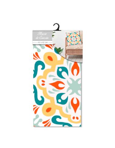 2 Housses Coussins Motif Carreau Ciment mod2 - Dimensions : 40 x 40 x 0,5  cm