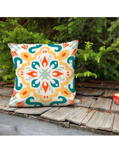 2 Housses Coussins Motif Carreau Ciment mod2 - Dimensions : 40 x 40 x 0,5  cm