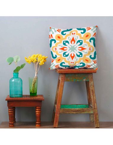 2 Housses Coussins Motif Carreau Ciment mod2 - Dimensions : 40 x 40 x 0,5  cm