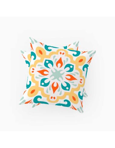 2 Housses Coussins Motif Carreau Ciment mod2 - Dimensions : 40 x 40 x 0,5  cm