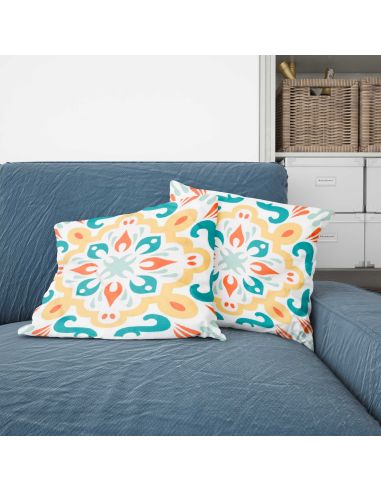 2 Housses Coussins Motif Carreau Ciment mod2 - Dimensions : 40 x 40 x 0,5  cm