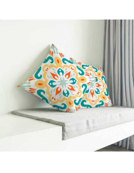 2 Housses Coussins Motif Carreau Ciment mod2 - Dimensions : 40 x 40 x 0,5  cm