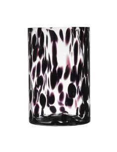 Vase en Verre Moucheté Noir Cylindrique - Dimensions : 12 x 12 x 18 cm