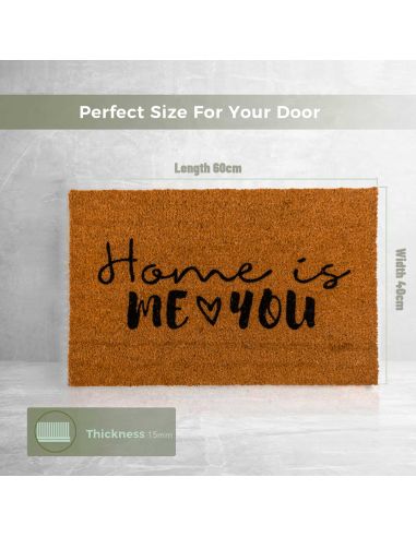 Paillasson " Home is me & you " - Dimensions : 60 x 40 x 2 cm