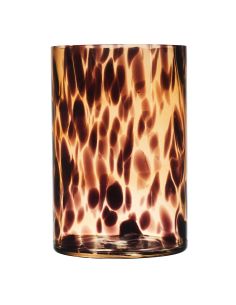 Vase en Verre Moucheté Ambré Cylindrique - Dimensions : 12 x 12 x 18 cm