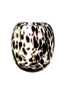 Vase en Verre Moucheté Noir Arrondi - Dimensions : 17 x 17 x 20 cm
