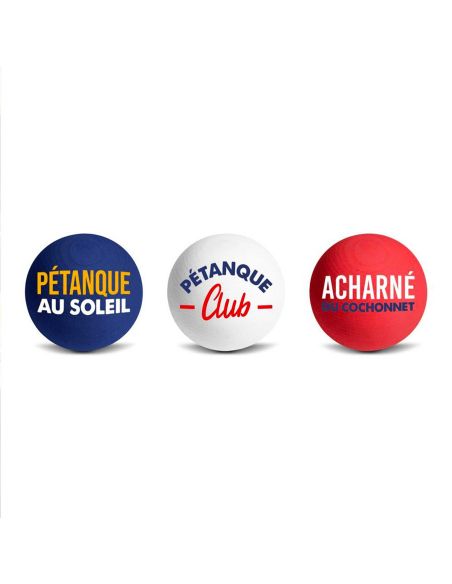 Lot de 3 Cochonnets Pétanque Club - Couleurs : Bleu, Blanc, Rouge