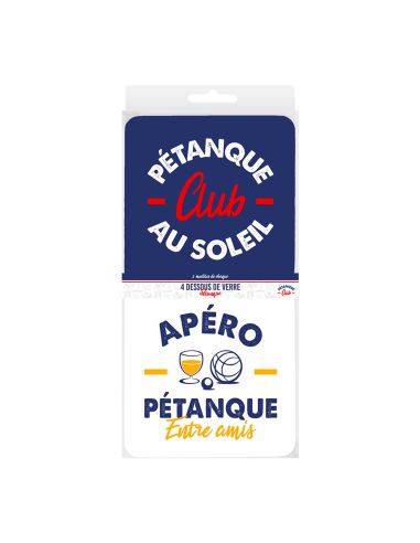 Lot de 4 Dessous de Verre Pétanque Club