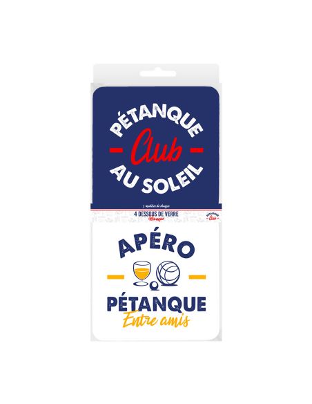 Lot de 4 Dessous de Verre Pétanque Club