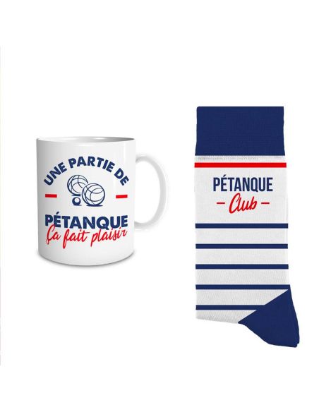 Coffret Cadeau Mug et Paire de Chaussettes Thème Pétanque
