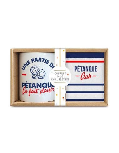 Coffret Cadeau Mug et Paire de Chaussettes Thème Pétanque