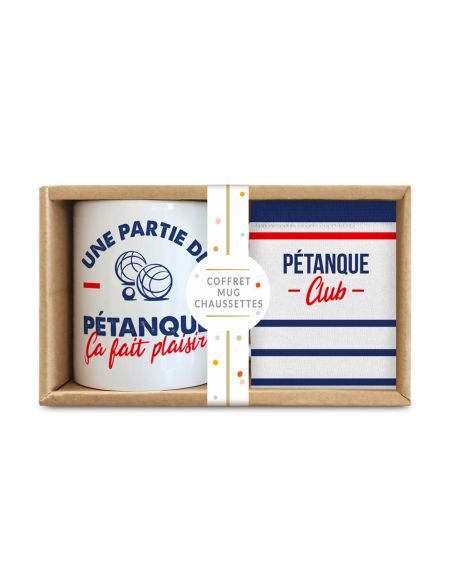 Coffret Cadeau Mug et Paire de Chaussettes Thème Pétanque