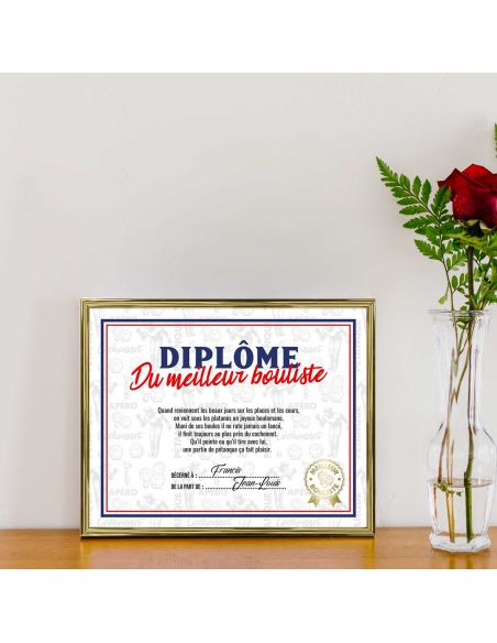 Cadre Diplôme du Meilleur Bouliste - Dimensions :  25,5 x 21 x 1,5 cm