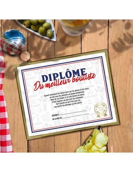Cadre Diplôme du Meilleur Bouliste - Dimensions :  25,5 x 21 x 1,5 cm