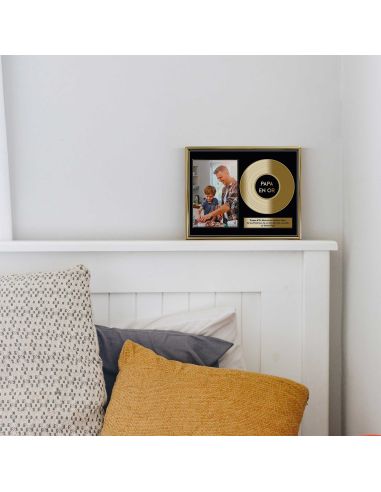 Cadre Photo Disque d'Or Papa en Or - Dimensions : 26 x 21 x 1,5 cm