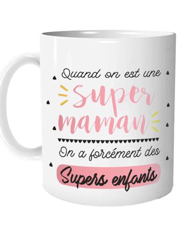 Mug "Quand on est une Super Maman..." - Dimensions : 11,5 x 8 x 9,7 cm