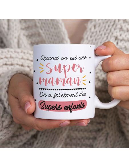 Mug "Quand on est une Super Maman..." - Dimensions : 11,5 x 8 x 9,7 cm